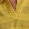 Przezroczysty sweter polo w paski