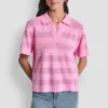 Przezroczysty sweter polo w paski