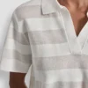 Przezroczysty sweter polo w paski