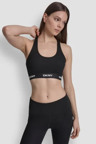 Sportowy biustonosz z logo i wycięciem na plecach