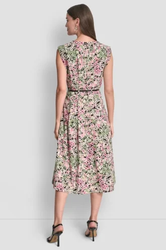 Sukienka midi z kwiatowym nadrukiem, o kroju fit and flare