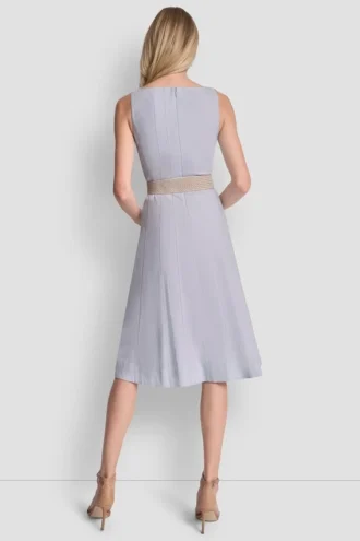 Sukienka midi z mieszanki lnu o kroju fit & flare