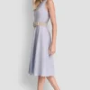 Sukienka midi z mieszanki lnu o kroju fit & flare
