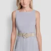 Sukienka midi z mieszanki lnu o kroju fit & flare