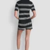 Sweter w paski z rękawami do łokci