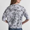 Sweter z dekoltem w serek i nadrukiem logo