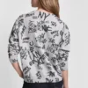 Sweter z dekoltem w serek i nadrukiem logo