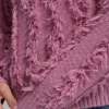 Sweter z długim rękawem i okrągłym dekoltem z przeszyciami frędzli