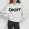 Sweter z długimi rękawami, miękkim materiałem typu scuba i logo