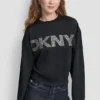 Sweter z długimi rękawami, miękkim materiałem typu scuba i logo