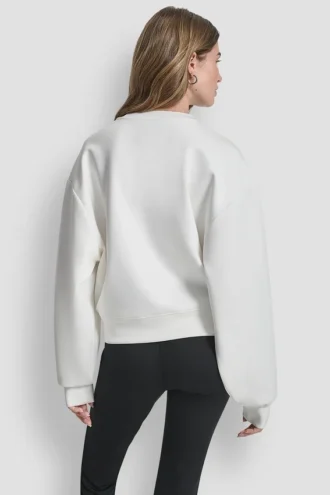 Sweter z długimi rękawami, miękkim materiałem typu scuba i logo