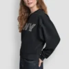 Sweter z długimi rękawami, miękkim materiałem typu scuba i logo