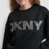Sweter z długimi rękawami, miękkim materiałem typu scuba i logo