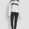 Sweter z długimi rękawami, miękkim materiałem typu scuba i logo
