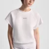 Sweter z krótkimi rękawami i metalicznym logo