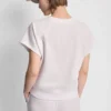 Sweter z krótkimi rękawami i metalicznym logo