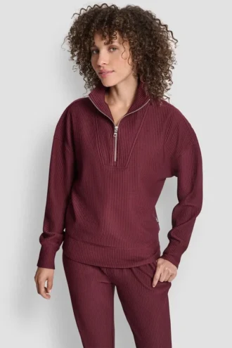 Sweter z półzamkiem i stójką z dzianiny Tech Ottoman