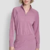 Sweter z raglanowymi rękawami i półsuwakiem w stylu Spacedye