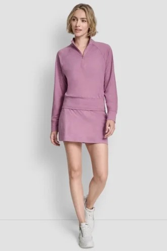 Sweter z raglanowymi rękawami i półsuwakiem w stylu Spacedye