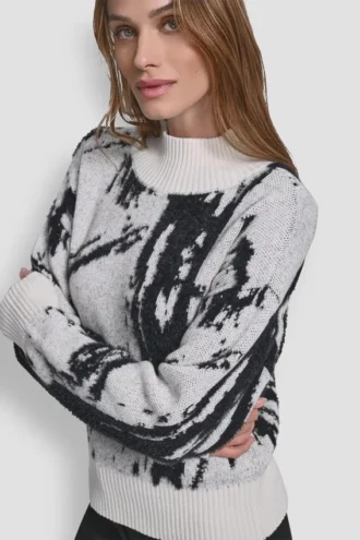 Swetr oversize z intarsją