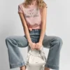 T-shirt DKNY Jeans z logo Stack z Cyrkoniami