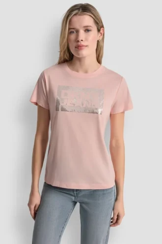 T-shirt DKNY Jeans z logo Stack z Cyrkoniami