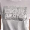 T-shirt DKNY Jeans z logo Stack z Cyrkoniami