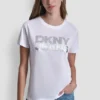 T-shirt DKNY Jeans z warstwowym logo z Cyrkoniami