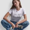 T-shirt DKNY Jeans z warstwowym logo z Cyrkoniami