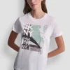 T-shirt DKNY z graffiti z Cyrkoniami