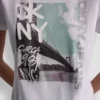 T-shirt DKNY z graffiti z Cyrkoniami