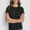 T-shirt DKNY z logo w formie nakładanych oczek