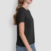 T-shirt DKNY z logo w formie nakładanych oczek
