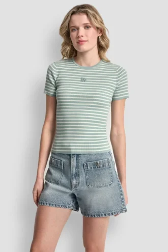 T-shirt w paski z okrągłym dekoltem