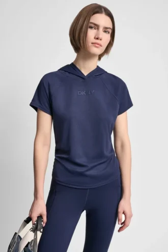 T-shirt z kapturem z siateczki i logo