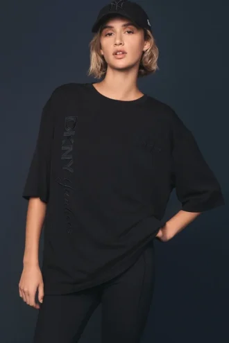T-shirt z krótkim rękawem DKNY X Yankees z wytłoczonym logo