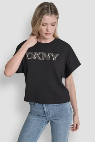 T-shirt z kryształowym logo