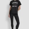 T-shirt z logo DKNY 1989 i ćwiekami