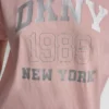T-shirt z logo DKNY 1989 i ćwiekami