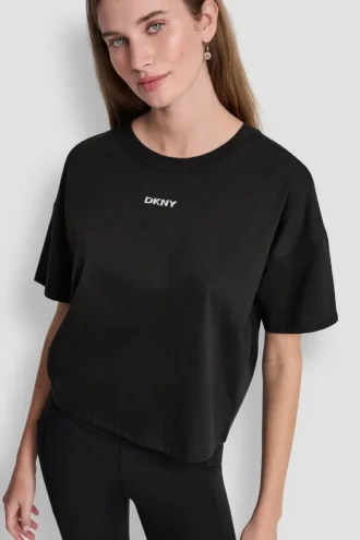 T-shirt z metalicznym logo
