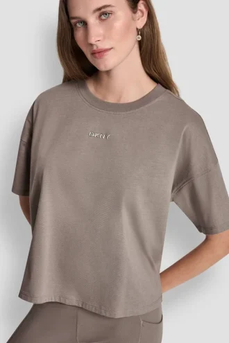 T-shirt z metalicznym logo