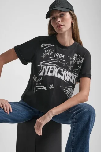 T-shirt z nadrukiem graficznym „Notebook Scribble” z 1989 r.