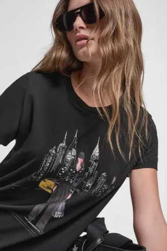 T-shirt z nadrukiem motocyklowym i ćwiekami