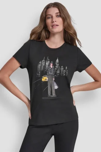 T-shirt z nadrukiem motocyklowym i ćwiekami