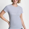 T-shirt z potrójnym logo z cyrkonią
