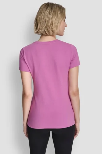 T-shirt z potrójnym logo z cyrkonią