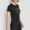 T-shirt z potrójnym logo z cyrkonią