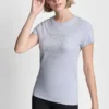 T-shirt z potrójnym logo z cyrkonią