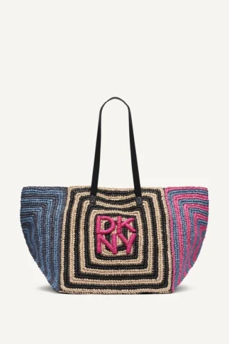 Torba shopper z logo Paloma z szydełkowanej słomy