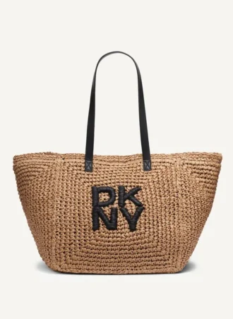 Torba shopper z logo Paloma z szydełkowanej słomy